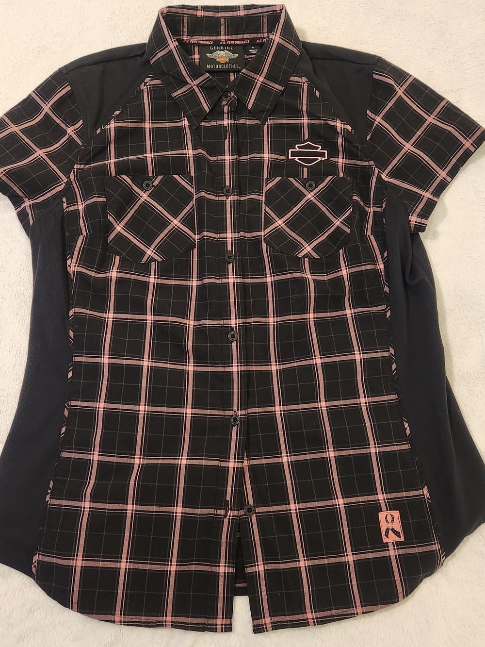 Harley-Davidson Women's Pink Label Performance Plaid Shirt Size M